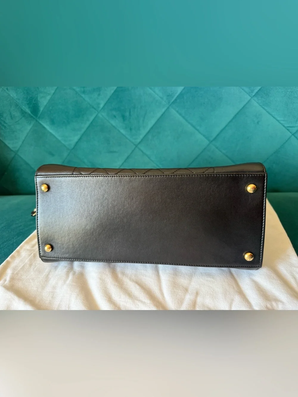 CHANEL Black Quilted Leather Shoulder Bag with Gold Hardware